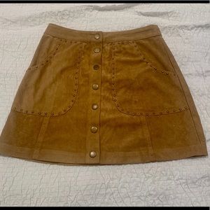 Brown Suede Button Down Skirt